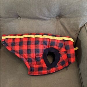 GAP Navy and Red Plaid Quilted Dog Jacket